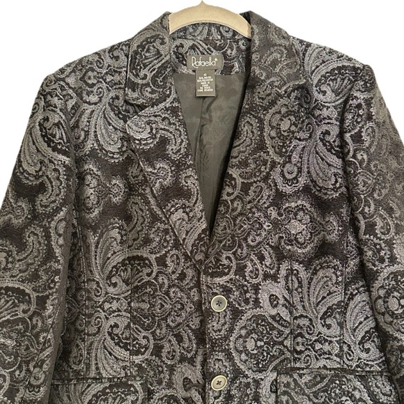 Rafaella Women’s Blazer, Black With Dark Green Details, very unique size 12 - Picture 2 of 6